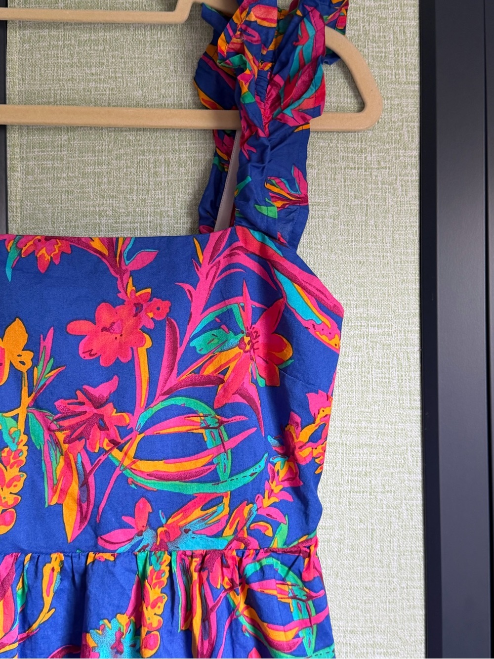 J. Crew 100% Cotton Bright Tropical Floral Print Ruffled Midi Dress, Size 6 - Picture 3 of 13